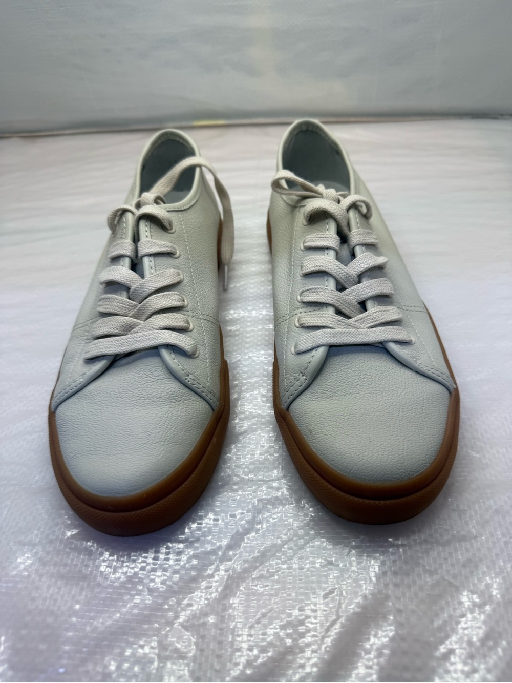 Frye Low-Top White Leather Sneakers with Brown Sole